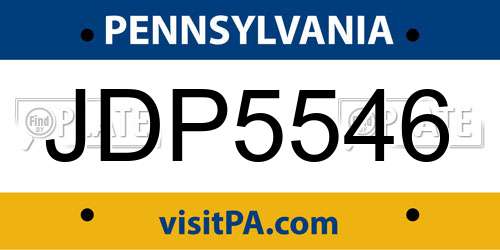 JDP5546 Pennsylvania License Plate