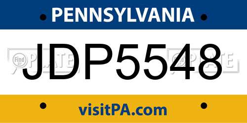 JDP5548 Pennsylvania License Plate
