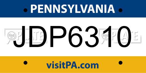 JDP6310 Pennsylvania License Plate