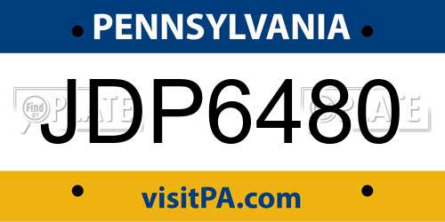 JDP6480 Pennsylvania License Plate