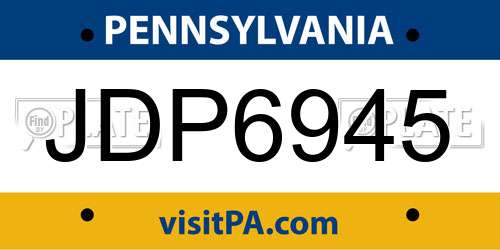 JDP6945 Pennsylvania License Plate