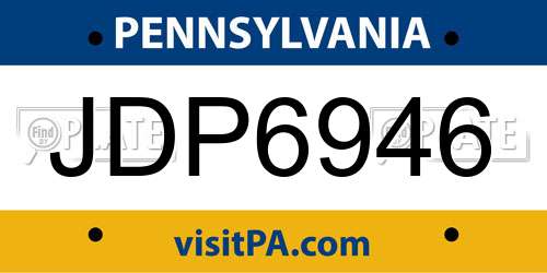 JDP6946 Pennsylvania License Plate