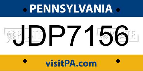 JDP7156 Pennsylvania License Plate