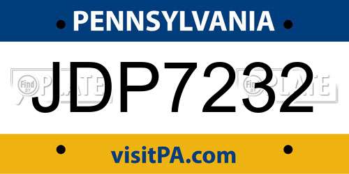 JDP7232 Pennsylvania License Plate