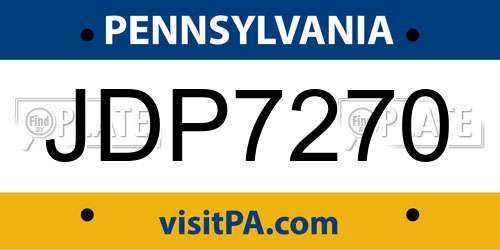 JDP7270 Pennsylvania License Plate