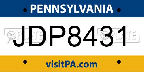 JDP8431 Pennsylvania License Plate