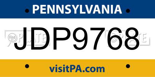JDP9768 Pennsylvania License Plate