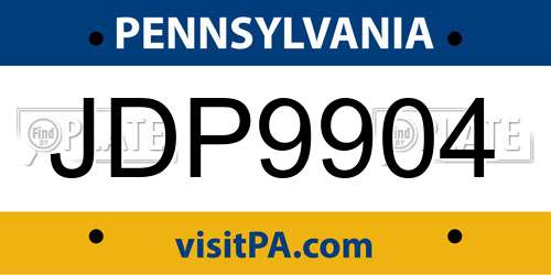 JDP9904 Pennsylvania License Plate