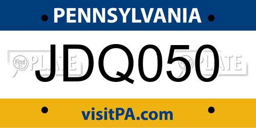 JDQ050 Pennsylvania License Plate
