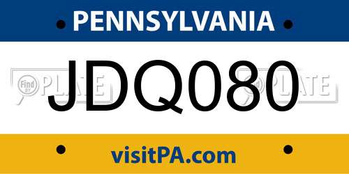 JDQ080 Pennsylvania License Plate
