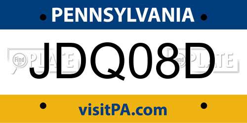 JDQ08D Pennsylvania License Plate