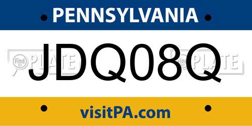 JDQ08Q Pennsylvania License Plate