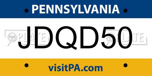 JDQD50 Pennsylvania License Plate