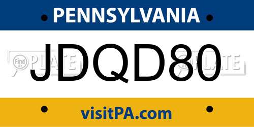 JDQD80 Pennsylvania License Plate
