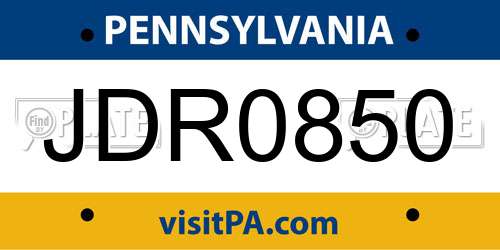 JDR0850 Pennsylvania License Plate
