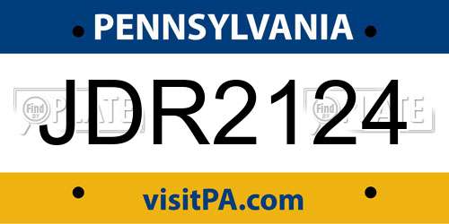JDR2124 Pennsylvania License Plate