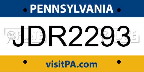 JDR2293 Pennsylvania License Plate
