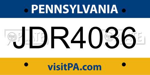 JDR4036 Pennsylvania License Plate