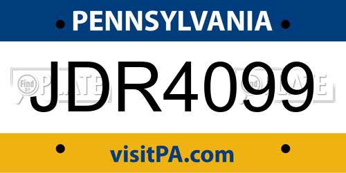 JDR4099 Pennsylvania License Plate