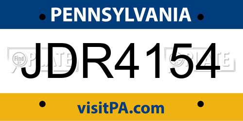 JDR4154 Pennsylvania License Plate