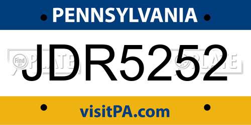 JDR5252 Pennsylvania License Plate