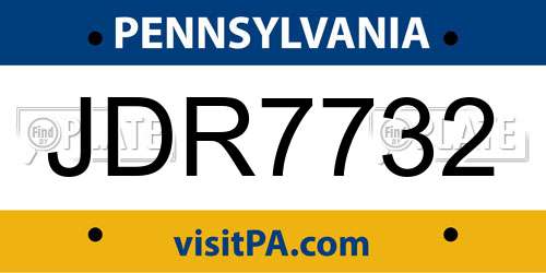 JDR7732 Pennsylvania License Plate