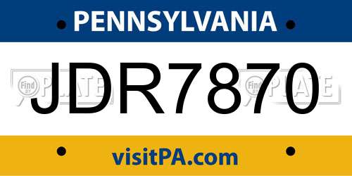 JDR7870 Pennsylvania License Plate