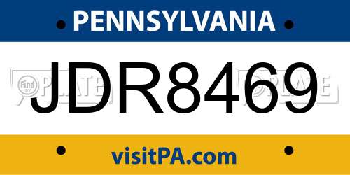 JDR8469 Pennsylvania License Plate