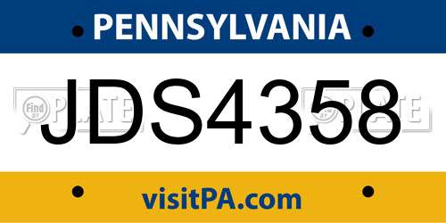 JDS4358 Pennsylvania License Plate