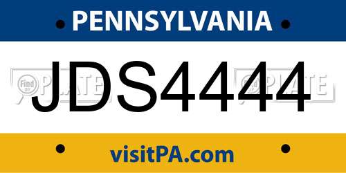 JDS4444 Pennsylvania License Plate