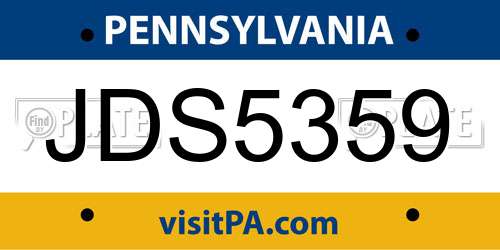 JDS5359 Pennsylvania License Plate
