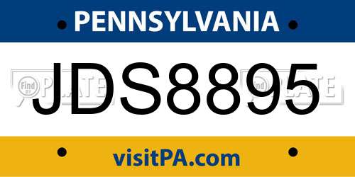 JDS8895 Pennsylvania License Plate
