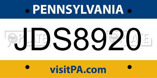 JDS8920 Pennsylvania License Plate
