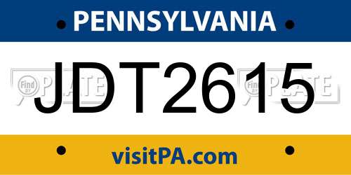 JDT2615 Pennsylvania License Plate