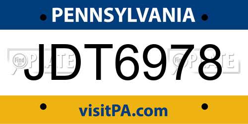 JDT6978 Pennsylvania License Plate