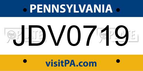 JDV0719 Pennsylvania License Plate