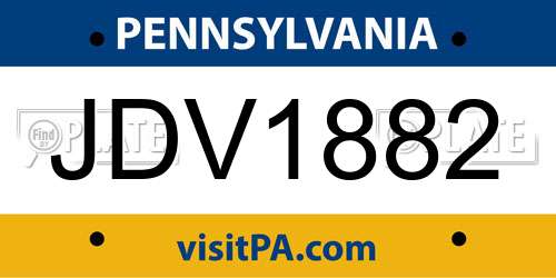 JDV1882 Pennsylvania License Plate