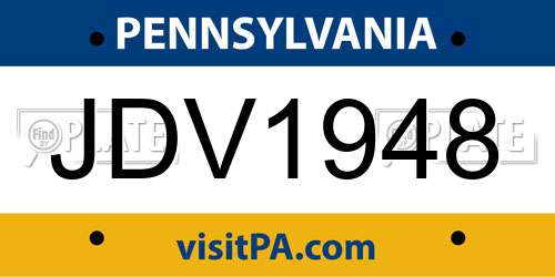 JDV1948 Pennsylvania License Plate