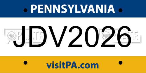JDV2026 Pennsylvania License Plate