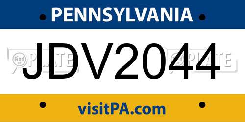 JDV2044 Pennsylvania License Plate