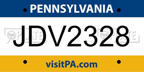 JDV2328 Pennsylvania License Plate