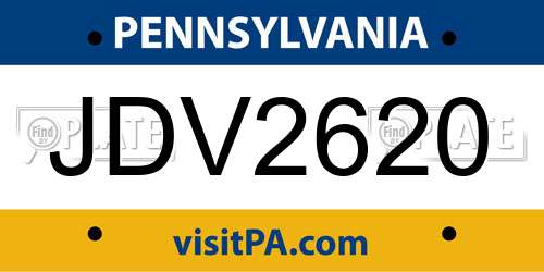 JDV2620 Pennsylvania License Plate
