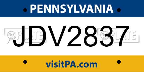 JDV2837 Pennsylvania License Plate