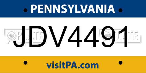 JDV4491 Pennsylvania License Plate