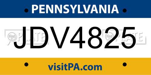 JDV4825 Pennsylvania License Plate