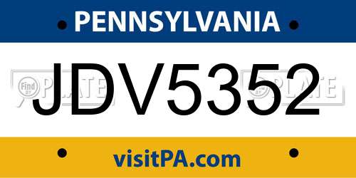 JDV5352 Pennsylvania License Plate