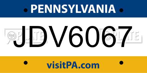 JDV6067 Pennsylvania License Plate