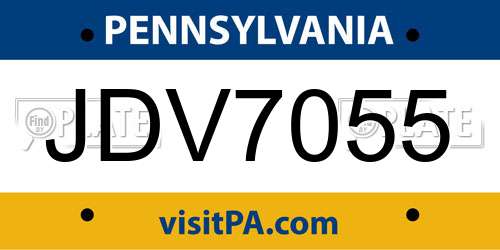JDV7055 Pennsylvania License Plate