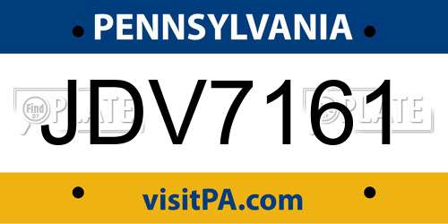 JDV7161 Pennsylvania License Plate