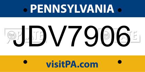 JDV7906 Pennsylvania License Plate